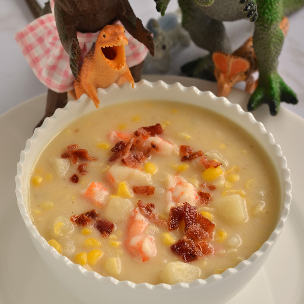 Blondie with corn chowder