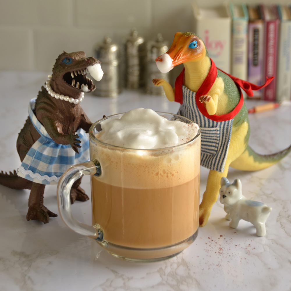 Vickie, TJ, and Pickles with latte