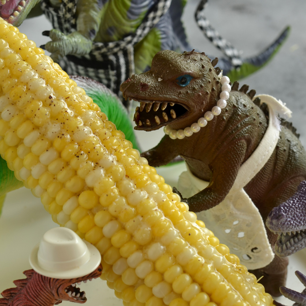 Vickie eating ear of corn