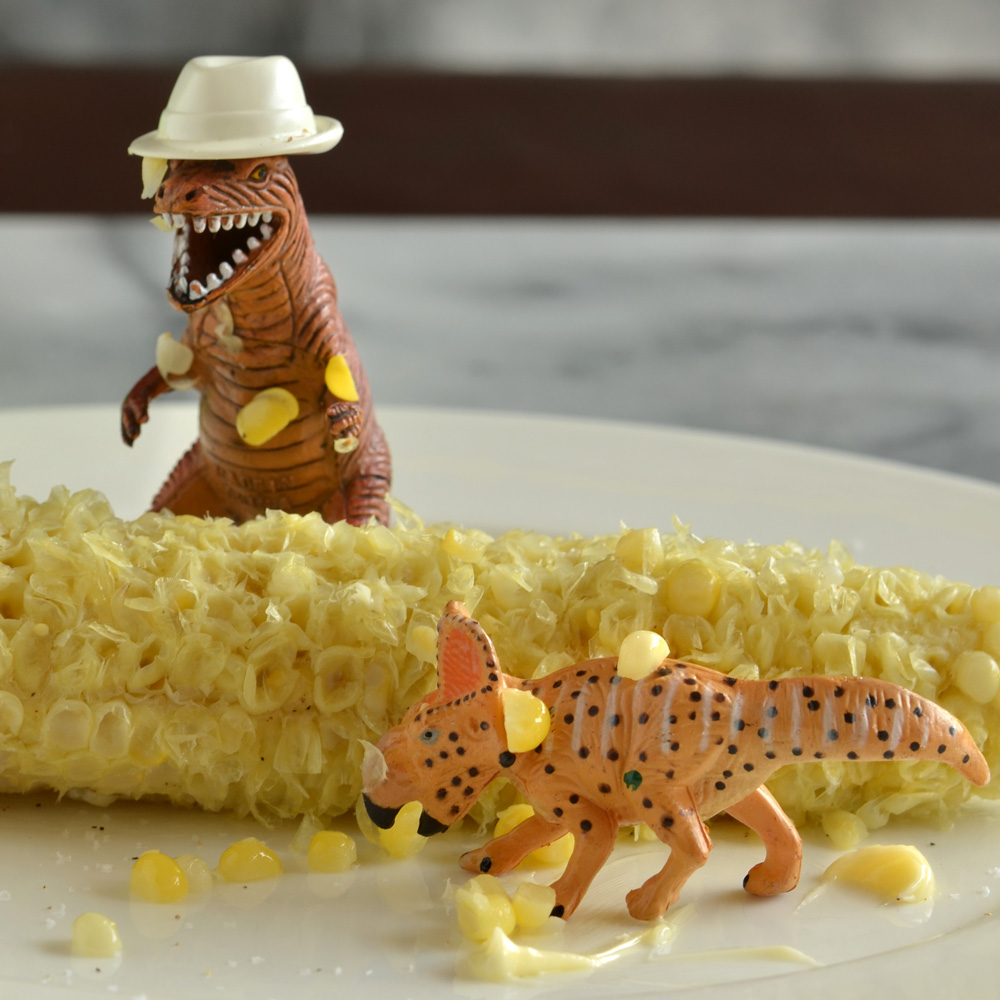 Dean and Spike eating corn