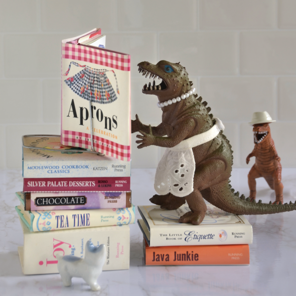 Vickie reads the little "Aprons" book